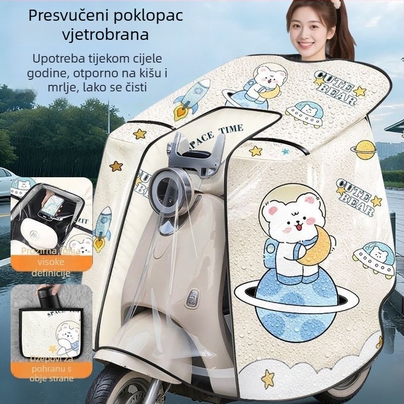 Pokrov za električno vozilo za sve sezone, srednje debljine, dvostrani, vodootporan, otporan na vjetar i sunce, prešiven, bez runa, visoka jasnoća