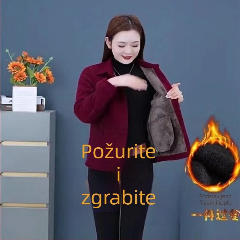Corduroy jakna za žene, kratka linija, dugi rukavi, 2024 nova kolekcija, za zrelije žene