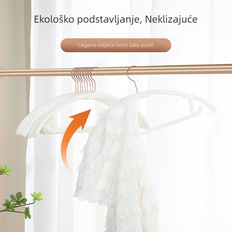Flokirana vješalica s polukružnim oblikom, protivklizna, bez tragova na ramenima, čvrsta lukasta vješalica za garderobu