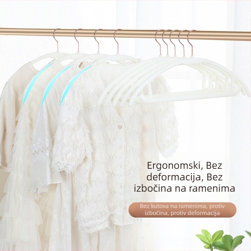 Flokirana vješalica s polukružnim oblikom, protivklizna, bez tragova na ramenima, čvrsta lukasta vješalica za garderobu
