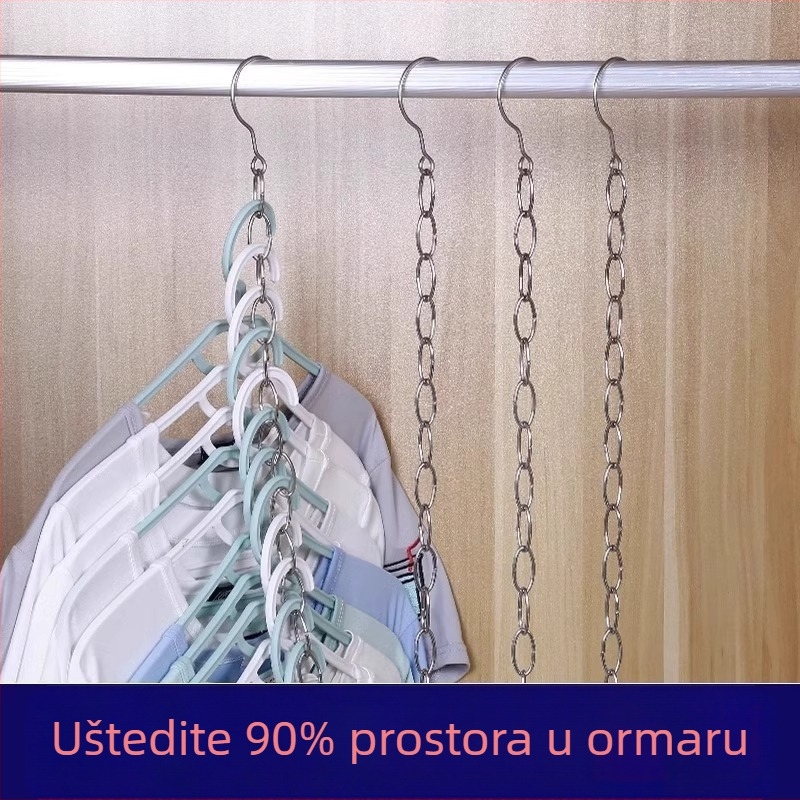 Nerđajući čelični lanac za garderobu – višenamjenski držač za odjeću i vješalica