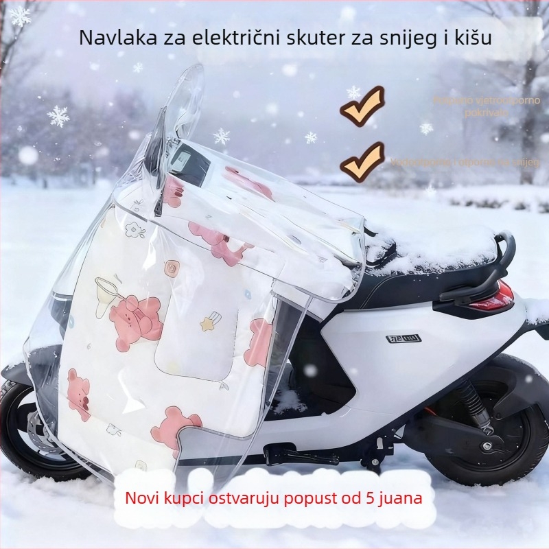 Vjetrobranski pokrov za električna vozila, proziran i vodootporan, deblji i širi za električne skutere i motocikle