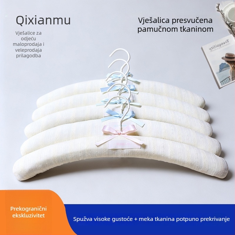 40 cm vješalica za odjeću s platnenim pokrovom, bezšavna, mekani jastučić za odjeću, pogodna za svadbene haljine, kućna uporaba