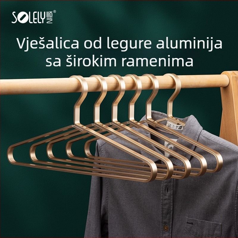 Shunyi vješalica za odjeću od aluminijske legure, debela, bez šavova, za odjevni ormar
