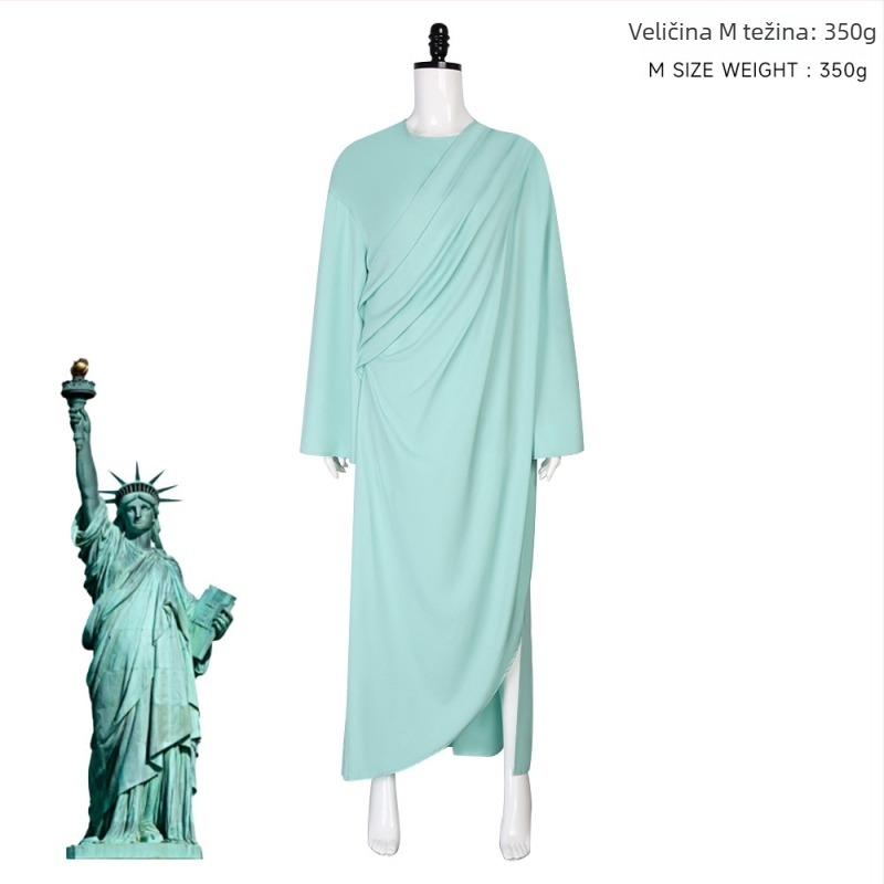 Cosplay kostim Statue of Liberty s robom za Noć vještica i starorimsku robu, na skladištu
