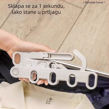 Sklopiva putna vješalica za odjeću s pet ramena, prijenosna teleskopna vješalica