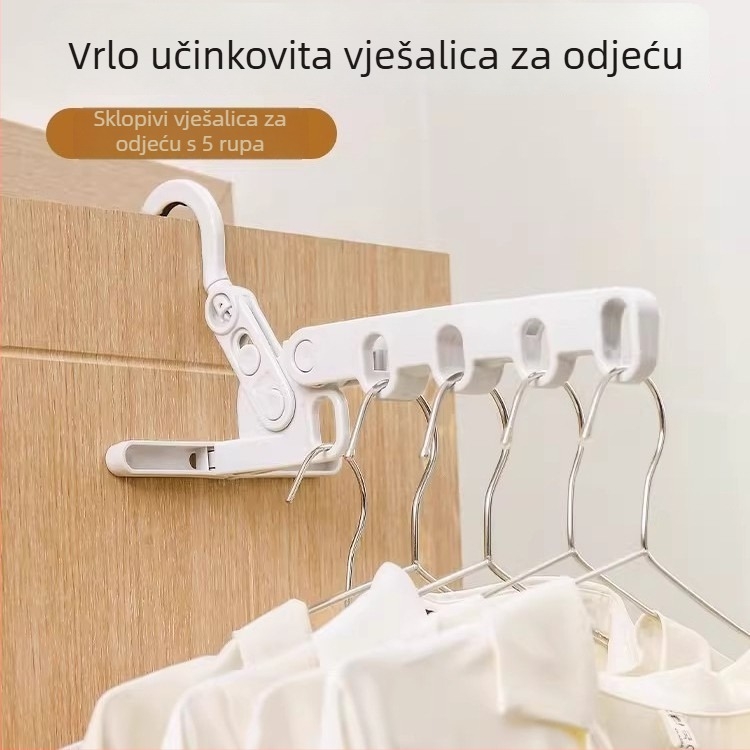 Sklopiva putna vješalica za odjeću s pet ramena, prijenosna teleskopna vješalica