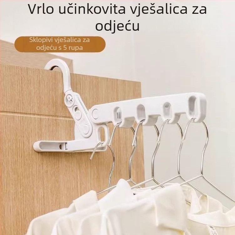 Sklopiva putna vješalica za odjeću s pet ramena, prijenosna teleskopna vješalica