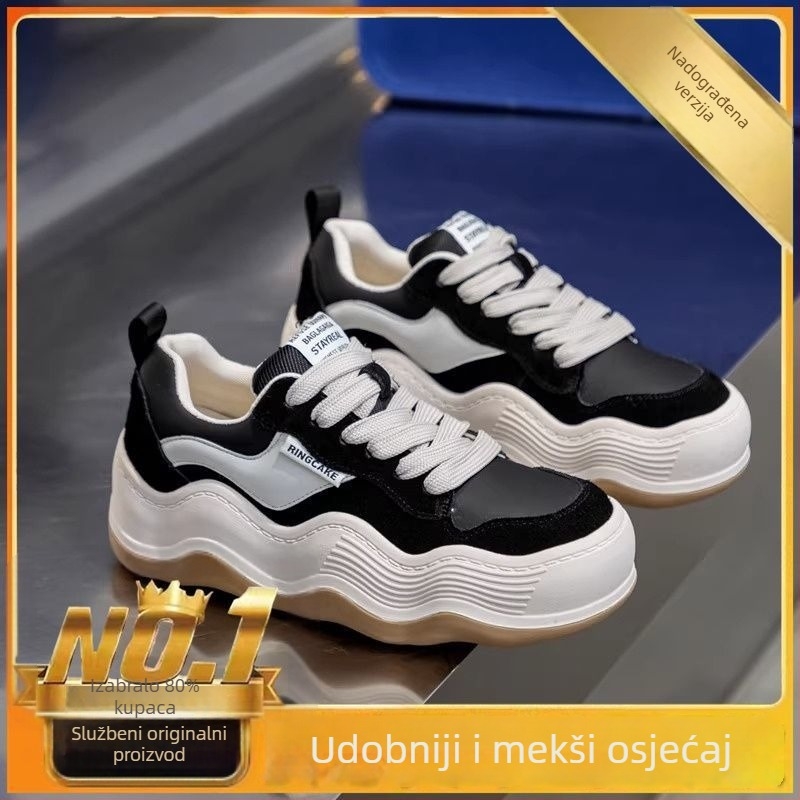 Ženske tenisice s debelim potplatom, prozračne i svestrane, sportsko casual, bijele za proljeće i jesen