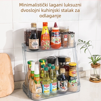 Zadebljani dvostruki stalak za pohranu, prozirni stolni organizator za kuhinju i kozmetički organizator