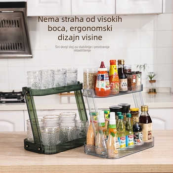 Zadebljani dvostruki stalak za pohranu, prozirni stolni organizator za kuhinju i kozmetički organizator