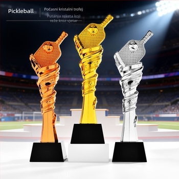 Pickleball trofej od smole – zlatna, srebrna i brončana, 280 mm, mogućnost prilagodbe logotipa