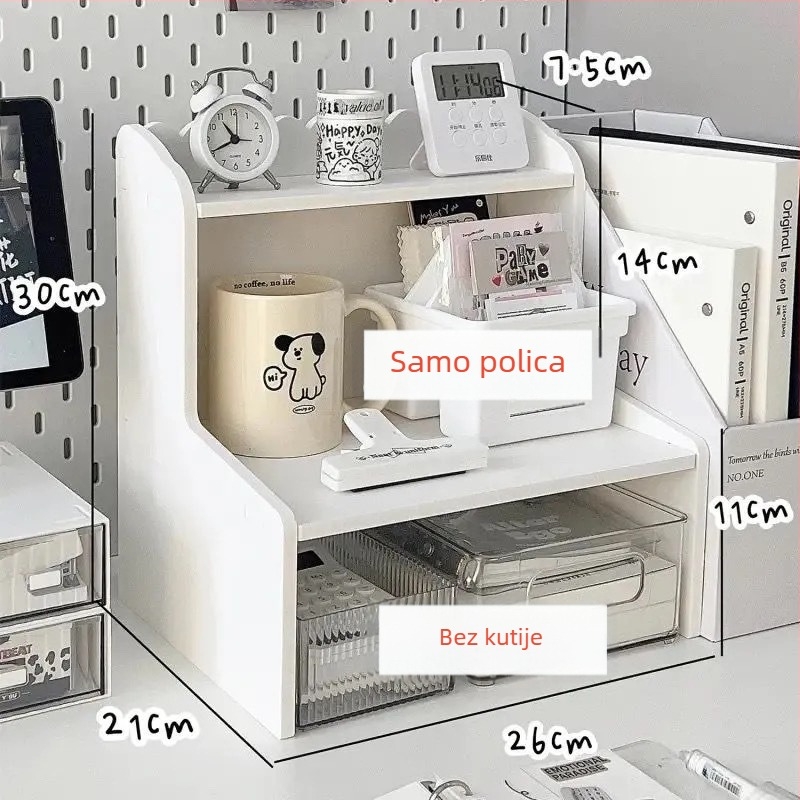 Stolni organizator za pohranu s podignutom policom, police za knjige za ured