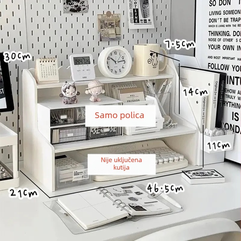 Stolni organizator za pohranu s podignutom policom, police za knjige za ured