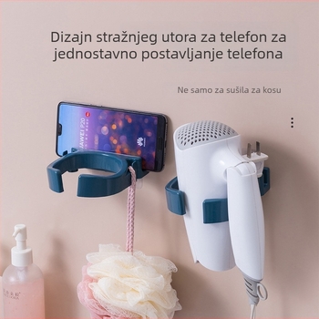 Držač za sušilo za kosu, zidni bez bušenja, s usisnim držačem za kupaonicu