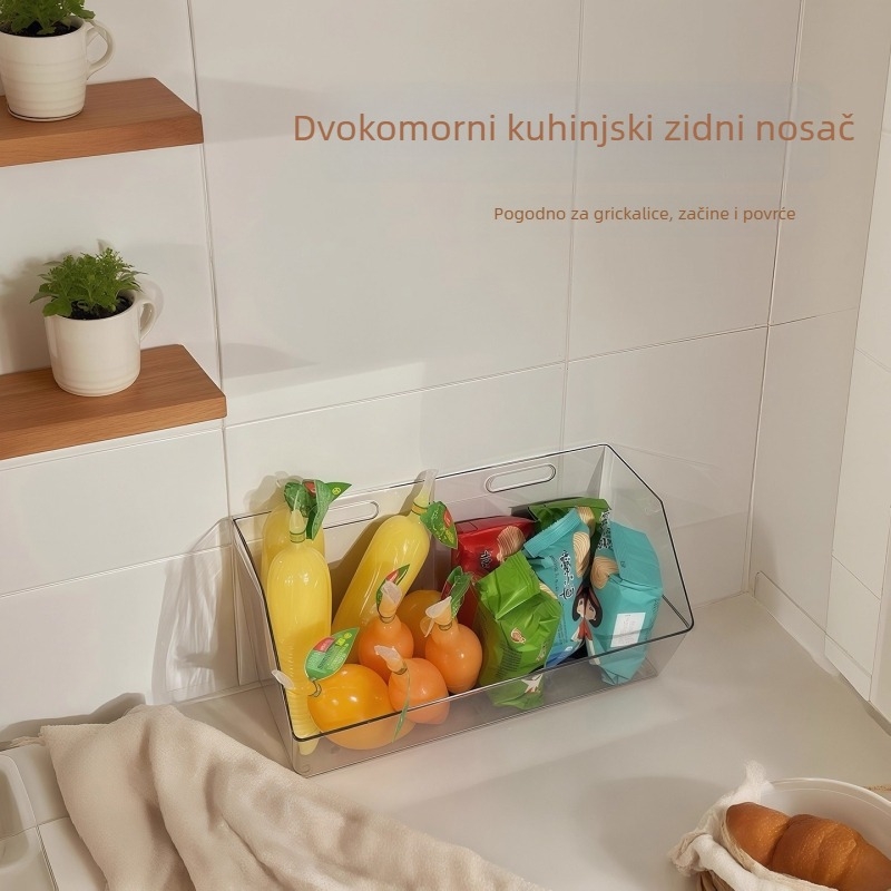 Zidni akrilni kuhinjski organizator – višenamjenski spremnik za luk, đumbir i češnjak