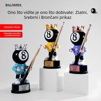 Kreativni trofej za stolni biliard, figurica kluba s crnom osmicom