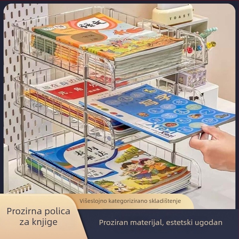 Prozirna stolna kutija za pohranu dokumenata, višeslojni organizator za pohranu