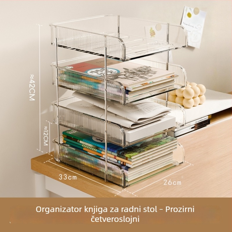 Prozirna stolna kutija za pohranu dokumenata, višeslojni organizator za pohranu