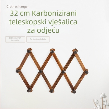 Teleskopska sklopiva vješalica za odjeću za kućnu upotrebu, zidna, od karboniziranog borovog drveta