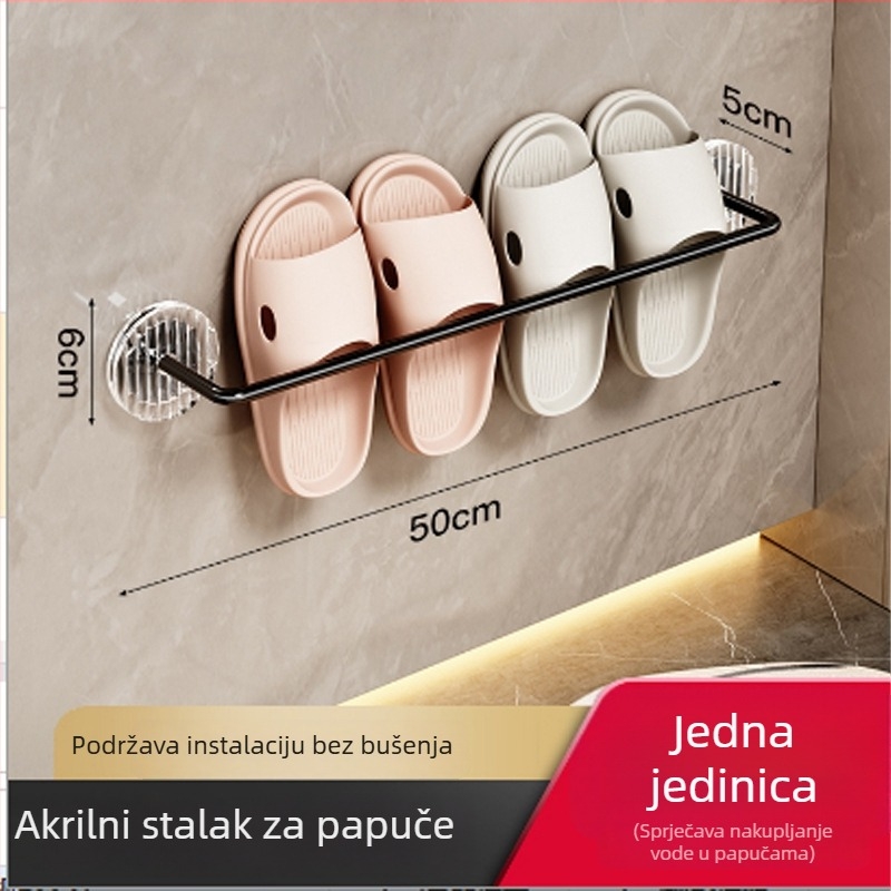 Akrilni zidni držač za papuče, bez bušenja, iza vrata WC-a – kupaonski organizator
