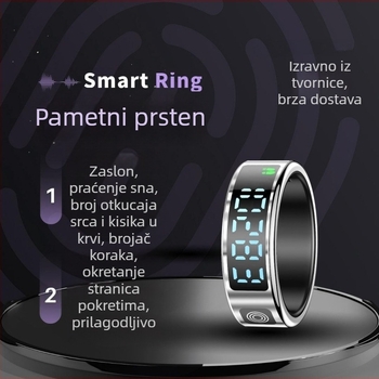 SR08 prsten s dodirnim zaslonom: praćenje srčanog ritma, zasićenja kisikom, sna, brojanja koraka i praćenja zdravlja