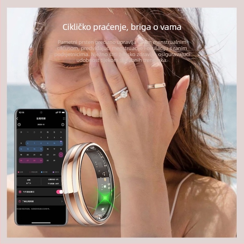 HR02 Pametni prsten za mjerenje otkucaja srca, zasićenosti kisikom i praćenja sna, pregled videa, Bluetooth.