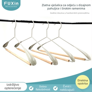 Željezna umjetnička vješalica za kapute s dizajnom zlatne pahulje, protuklizna, široka ramena, za odrasle