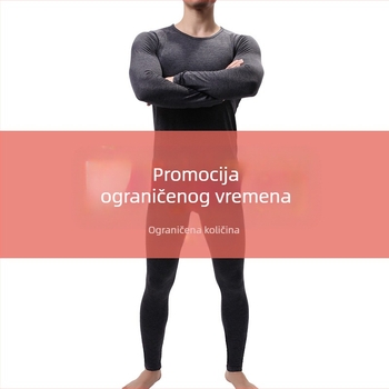 Muški termalni komplet: majica s okruglim izrezom i hlače, uski kroj, tanak elastičan materijal za zimu