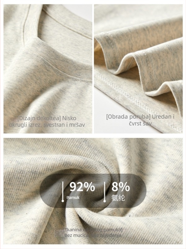 Ženski T-shirt od 100% pamuka s okruglim izrezom, kratki rukav, klasičan stil, uski kroj, proljeće/ljeto