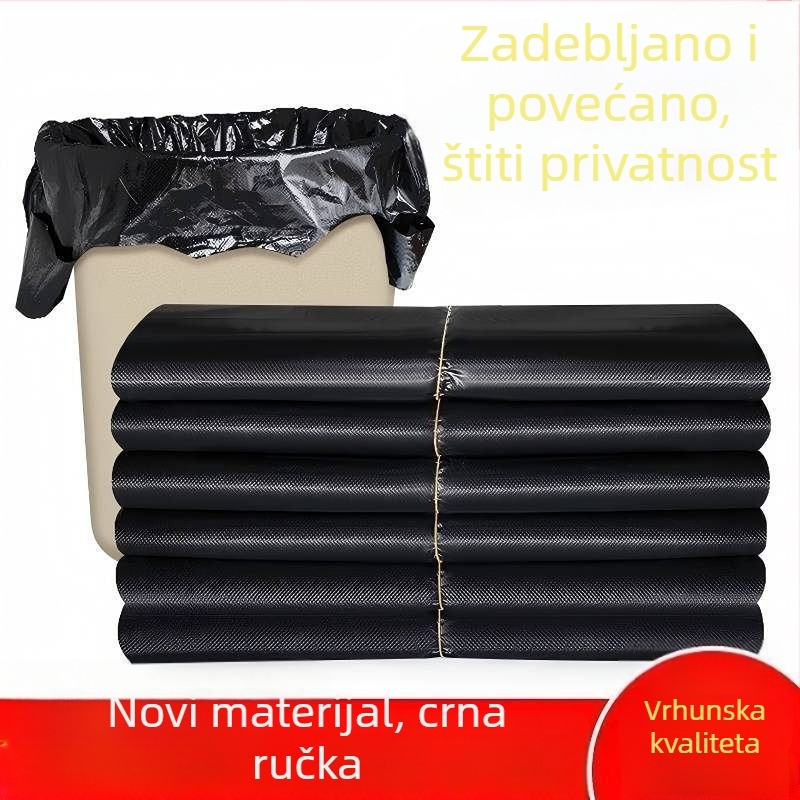 Debela crna velika vrećica za smeće, s ručkom, za dom, studentski dom i kuhinju
