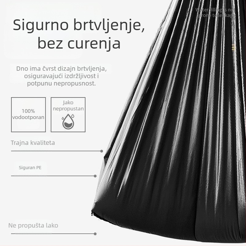 Debela crna velika vrećica za smeće, s ručkom, za dom, studentski dom i kuhinju