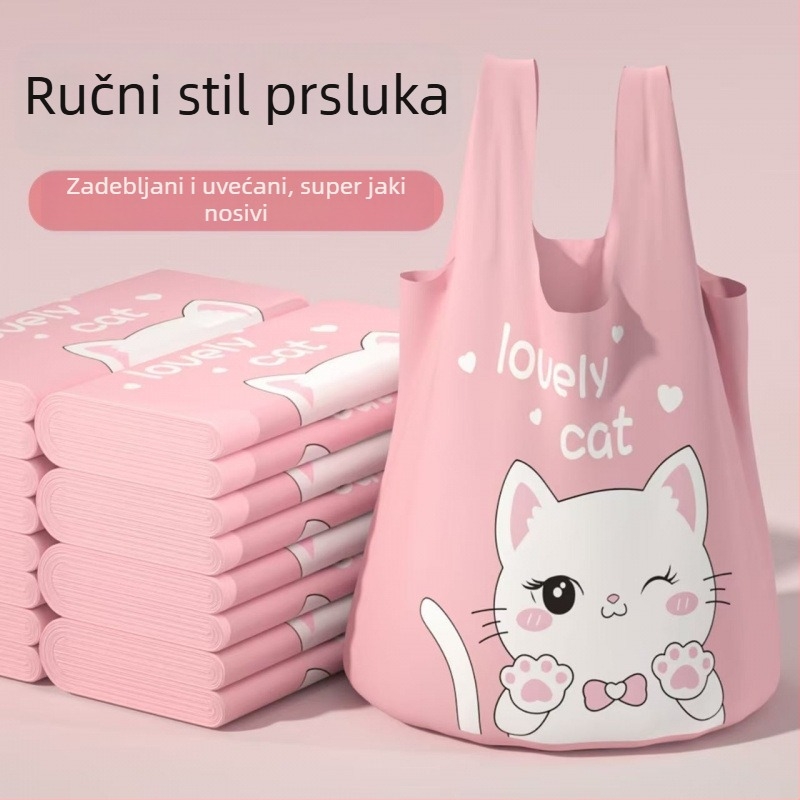 Ispisane debele vreće za kućni otpad, ručke u stilu prsluka, velike plastične vreće za kuhinju, ekstra debele s vezanjem šnurnom