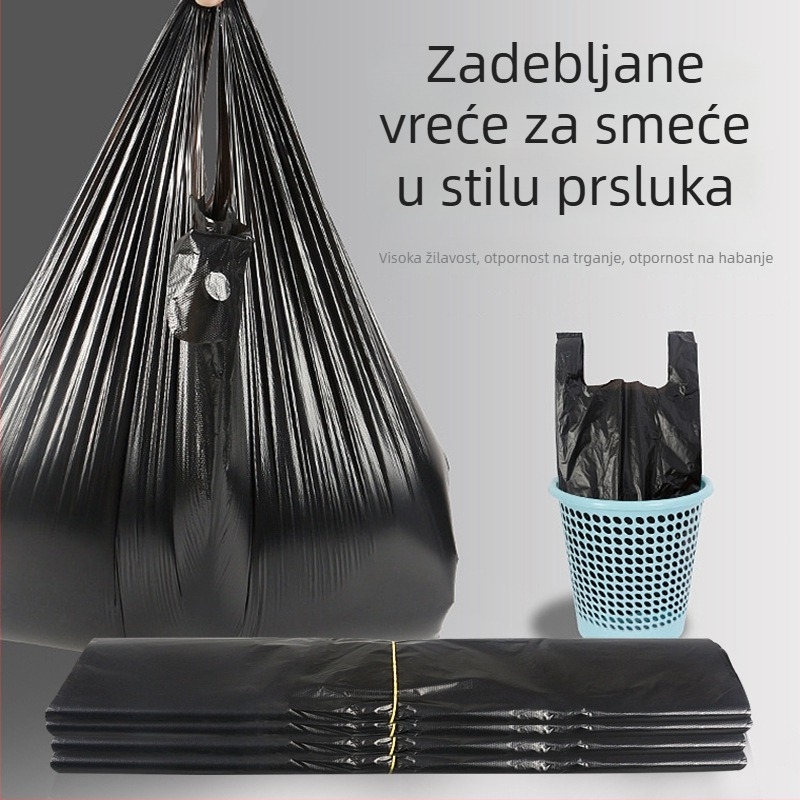 Crne vrećice za otpad s ručkama, debeli, za kućnu uporabu i skladištenje