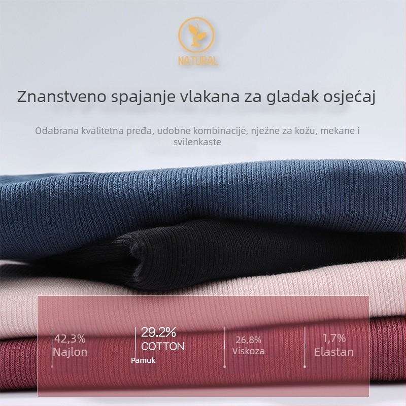 Ženski bezšivni topli komplet s fleece podstavom, gornji dio s V-izrezom i cropped hlače, jesen-zima, oblikovanje siluete
