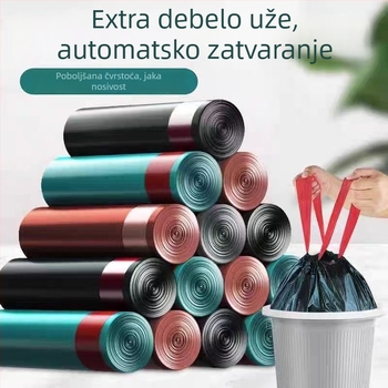 Debele vreće za otpad sa šnurnom, za kućnu upotrebu, velike veličine, s ručkama, pogodne za kuhinju i studentski dom