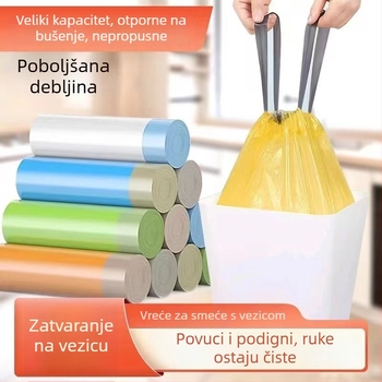 Debele vreće za otpad sa šnurnom, za kućnu upotrebu, velike veličine, s ručkama, pogodne za kuhinju i studentski dom