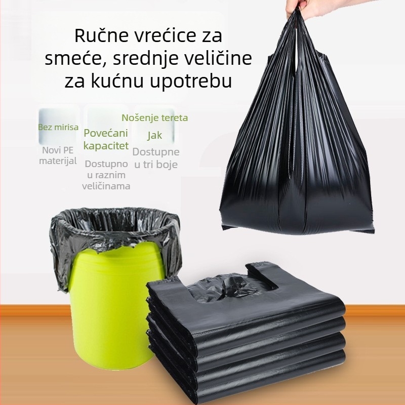 Izuzetno debela šarena vreća za otpad u stilu prsluka, kućna upotreba, velika veličina, perforirana plastična vrećica