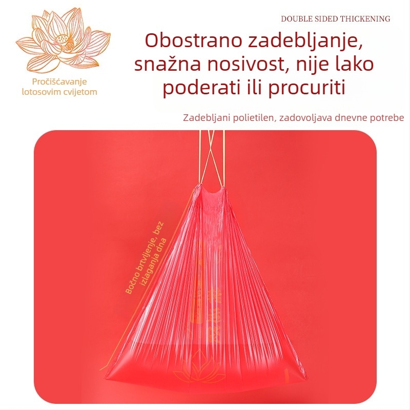 Izuzetno debele vreće za smeće sa šnuralom za kućnu upotrebu, ekonomsko pakiranje, debele velike plastične vreće za kuhinju s ručkama