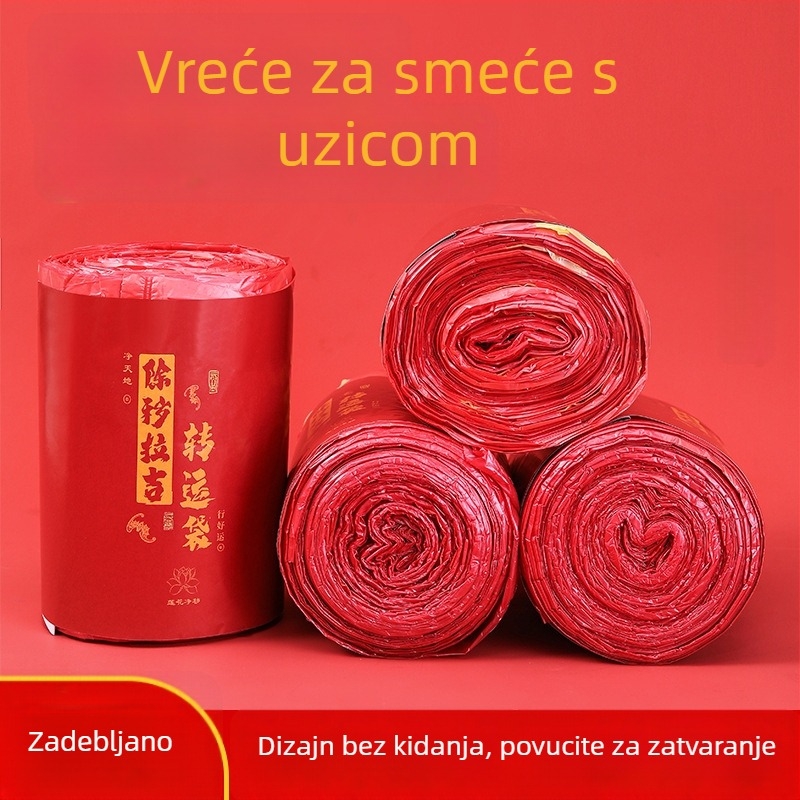 Izuzetno debele vreće za smeće sa šnuralom za kućnu upotrebu, ekonomsko pakiranje, debele velike plastične vreće za kuhinju s ručkama