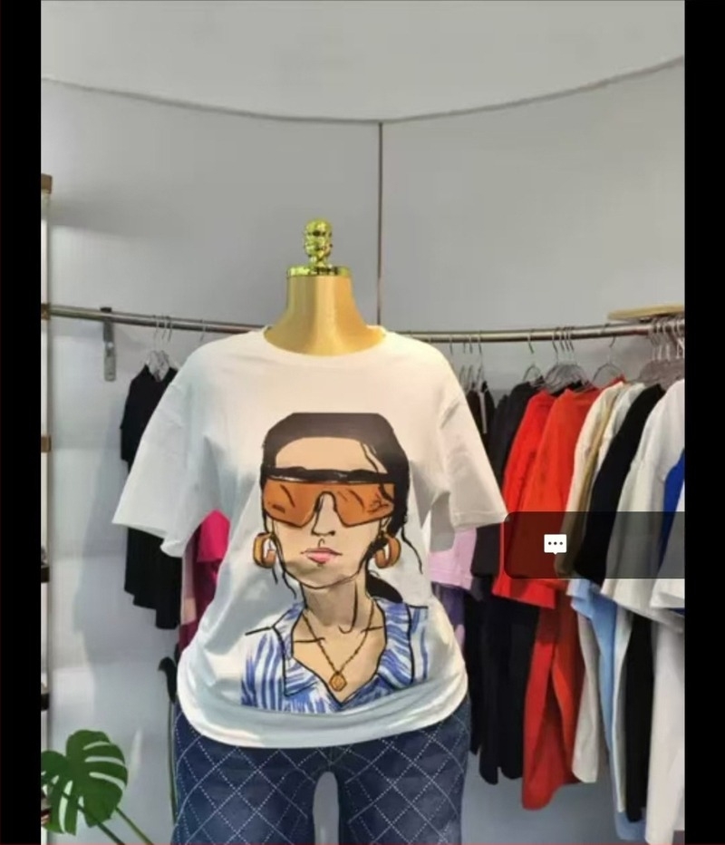 Bijeli ženski pamukasti T-shirt s kratkim rukavima, trend uličnog stila, širok kroj, ljeto, okrugli izrez