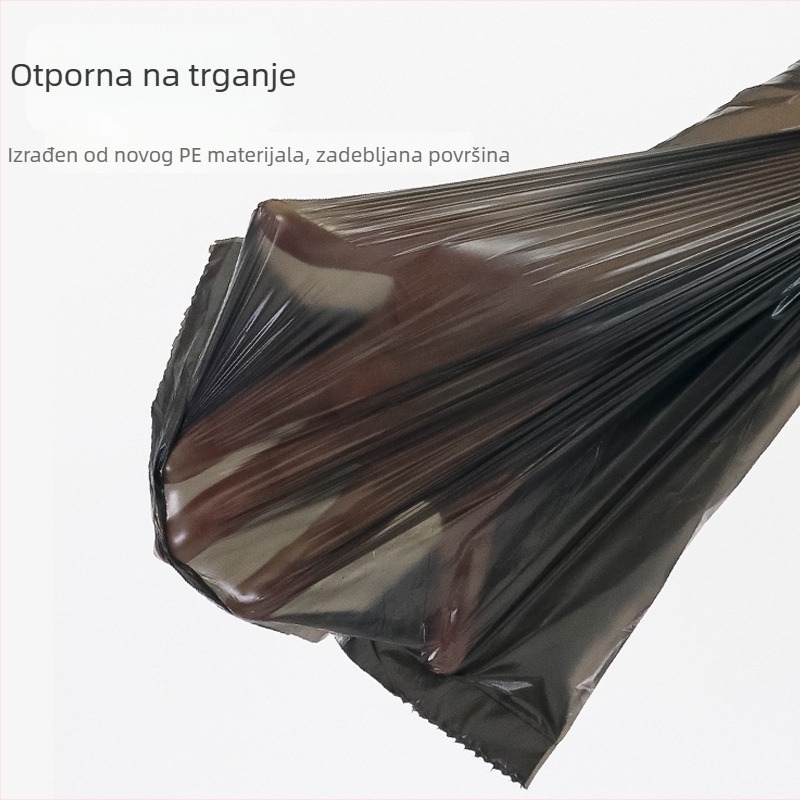 Huiyajie Crne vreće za otpad bez jezgre, 5 rolni, 100 komada, kuhinjske vreće s ploskim otvorom, perforirane za lako kidanje