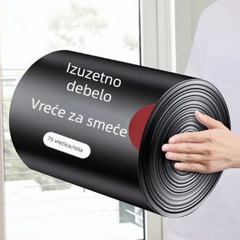 Kućne vrećice za smeće sa šnurmom, ojačane, s ručkama, crne, velike veličine, ekstra debele, ekonomično pakiranje