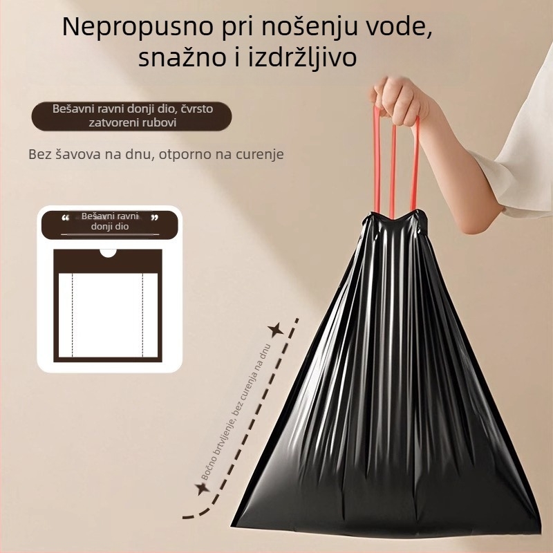 Jednokratne vreće za smeće s vezicama, 50 × 60 cm, ekstra debeli, kućanstvo, biološki razgradivi, kuhinja i kupaonica