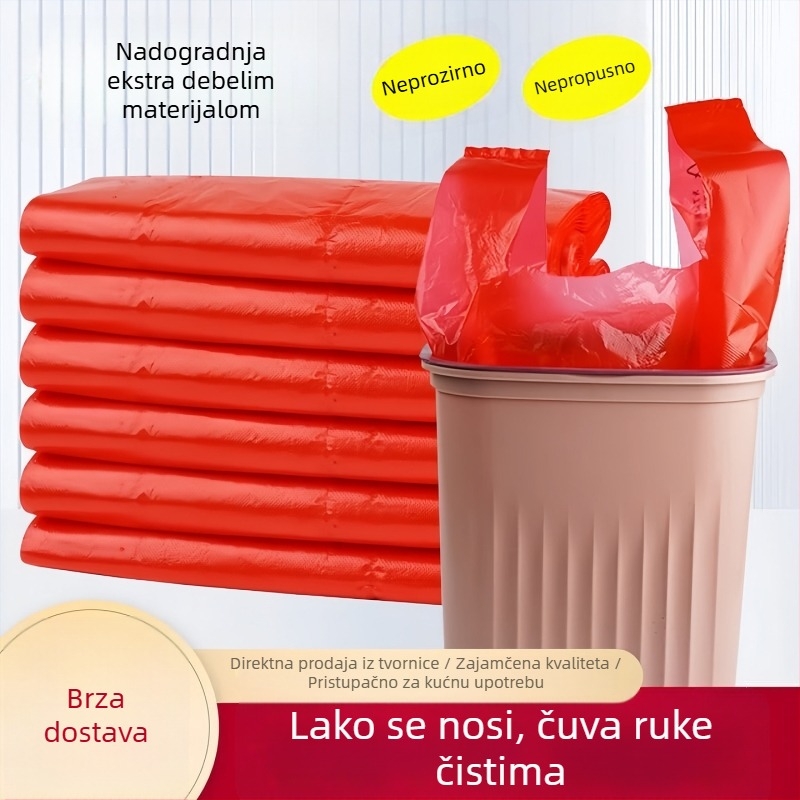 Crvene velike debele vrećice za smeće s drškom, kuhinjske jednokratne plastične vrećice, 160 komada