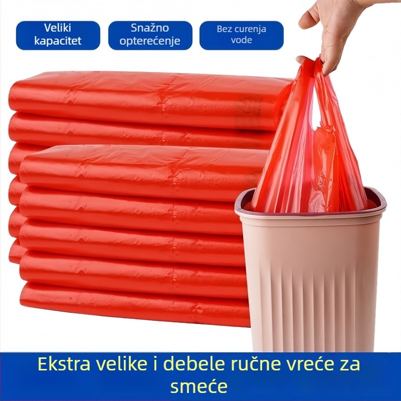 Crvene velike debele vrećice za smeće s drškom, kuhinjske jednokratne plastične vrećice, 160 komada