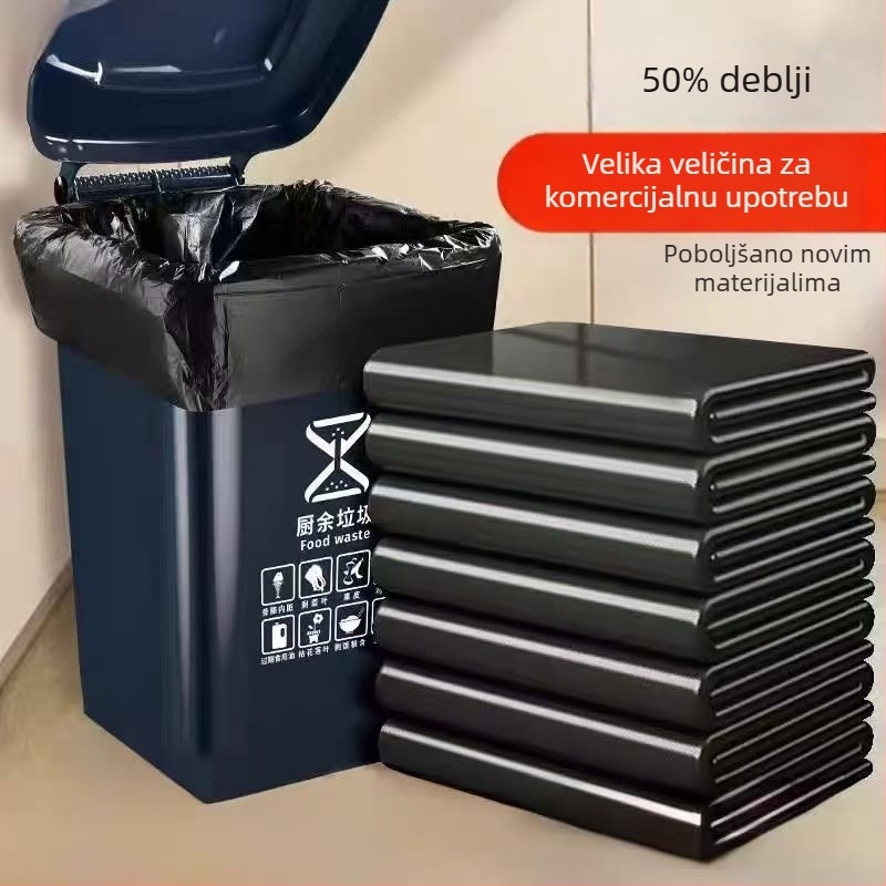 Velika crna industrijska vreća za otpad, debela, jednokratna, za hotele, urede i tvornice