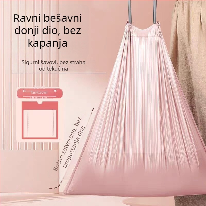 Velika ružičasta vreća za otpad s trakom za vezivanje, jednokratna, za dom, kuhinju i ured te dom studenata