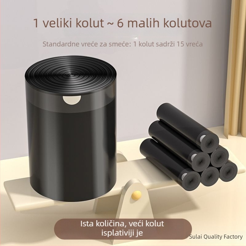 Debele vrećice za smeće s šnurnom za vezivanje bez kidanja, velike crne plastične vrećice za dom, kuhinju i ured