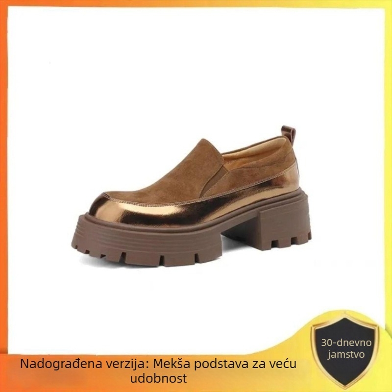 Ženske loaferice s debelim potplatom i izrezanim dizajnom, proljeće-ljeto 2025, kožne ravne cipele, casual